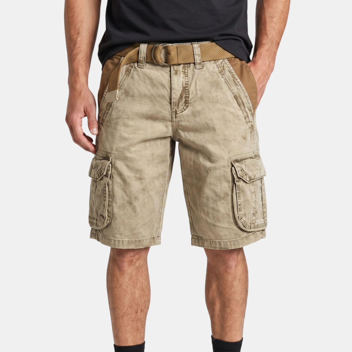Men's Cargo Shorts with Multiple Pockets and Belt Loops