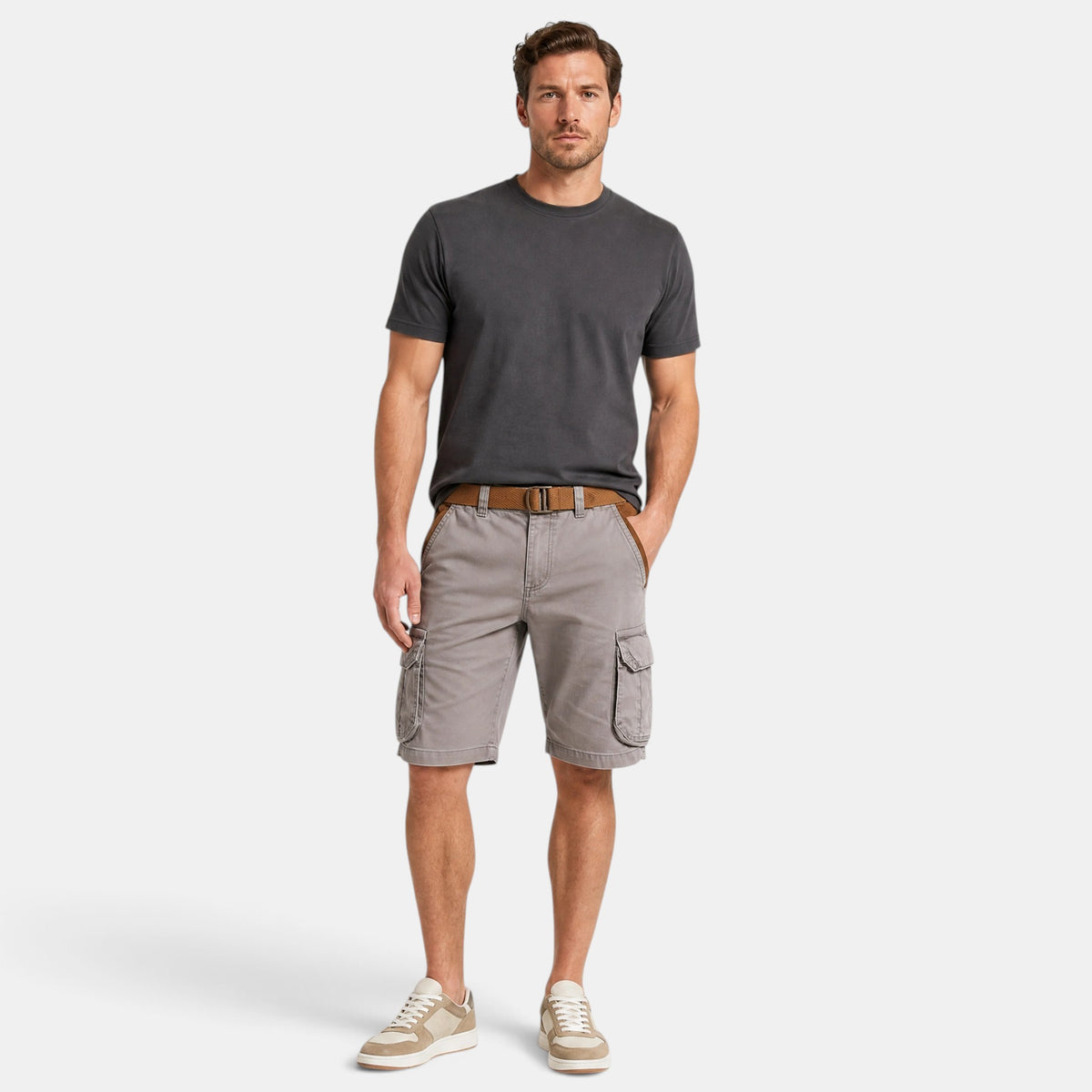 Men's Cargo Shorts with Multiple Pockets and Belt Loops