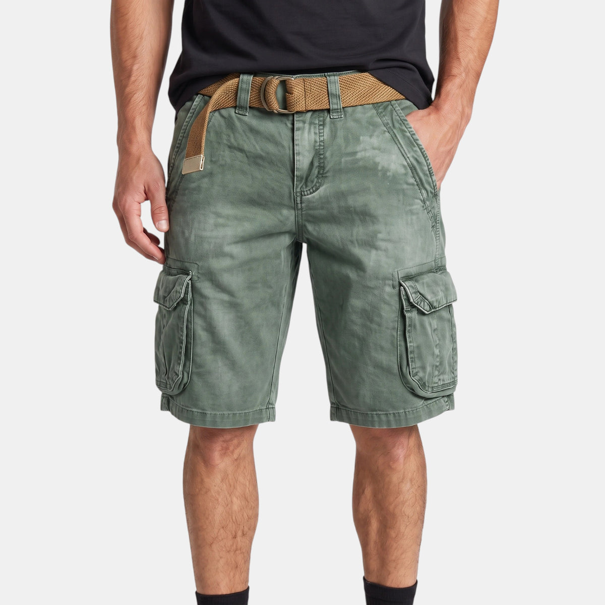 Men's Cargo Shorts with Multiple Pockets and Belt Loops