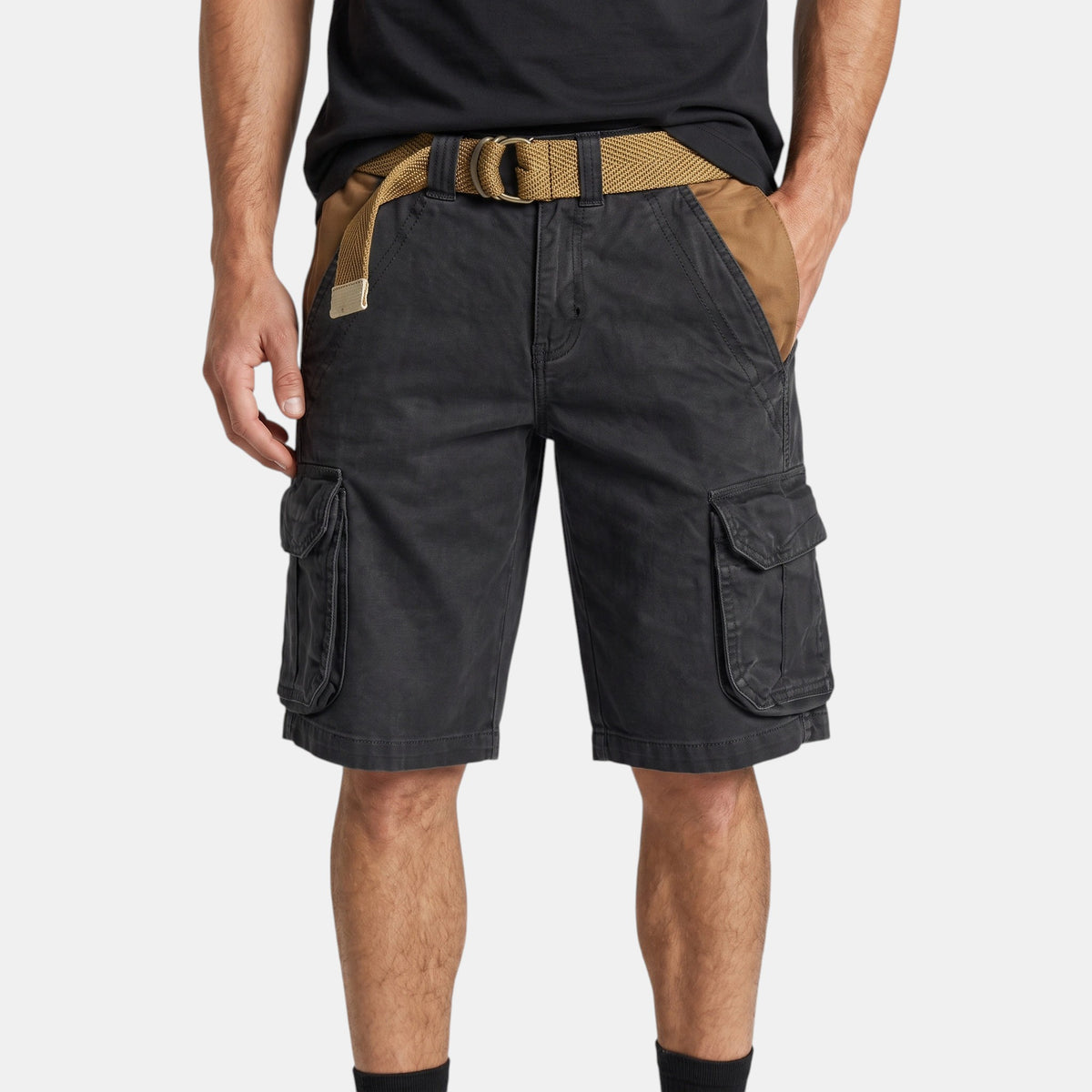 Men's Cargo Shorts with Multiple Pockets and Belt Loops