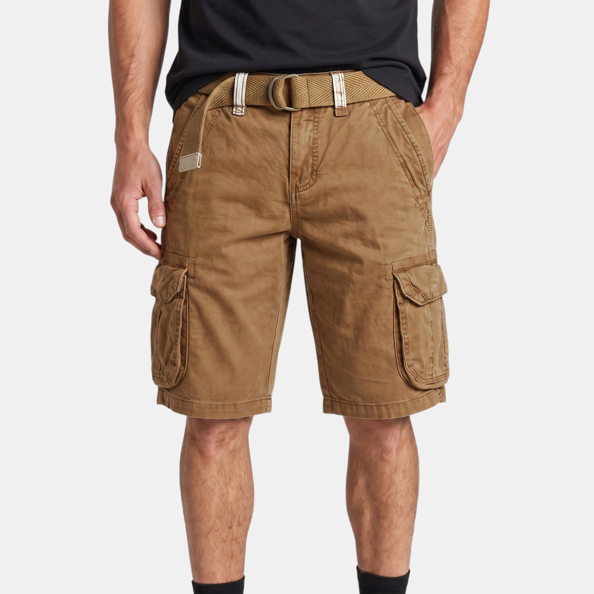 Men's Cargo Shorts with Multiple Pockets and Belt Loops