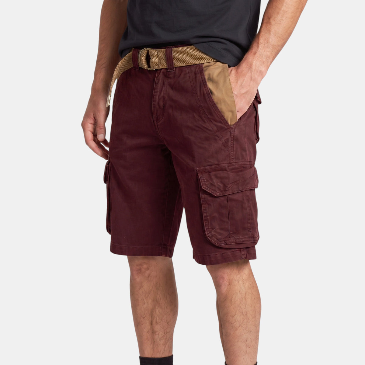 Men's Cargo Shorts with Multiple Pockets and Belt Loops