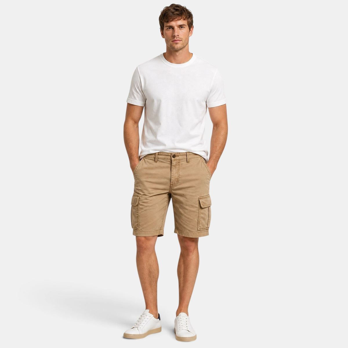 Men's Cargo Shorts with Multiple Pockets and Knee Length Design