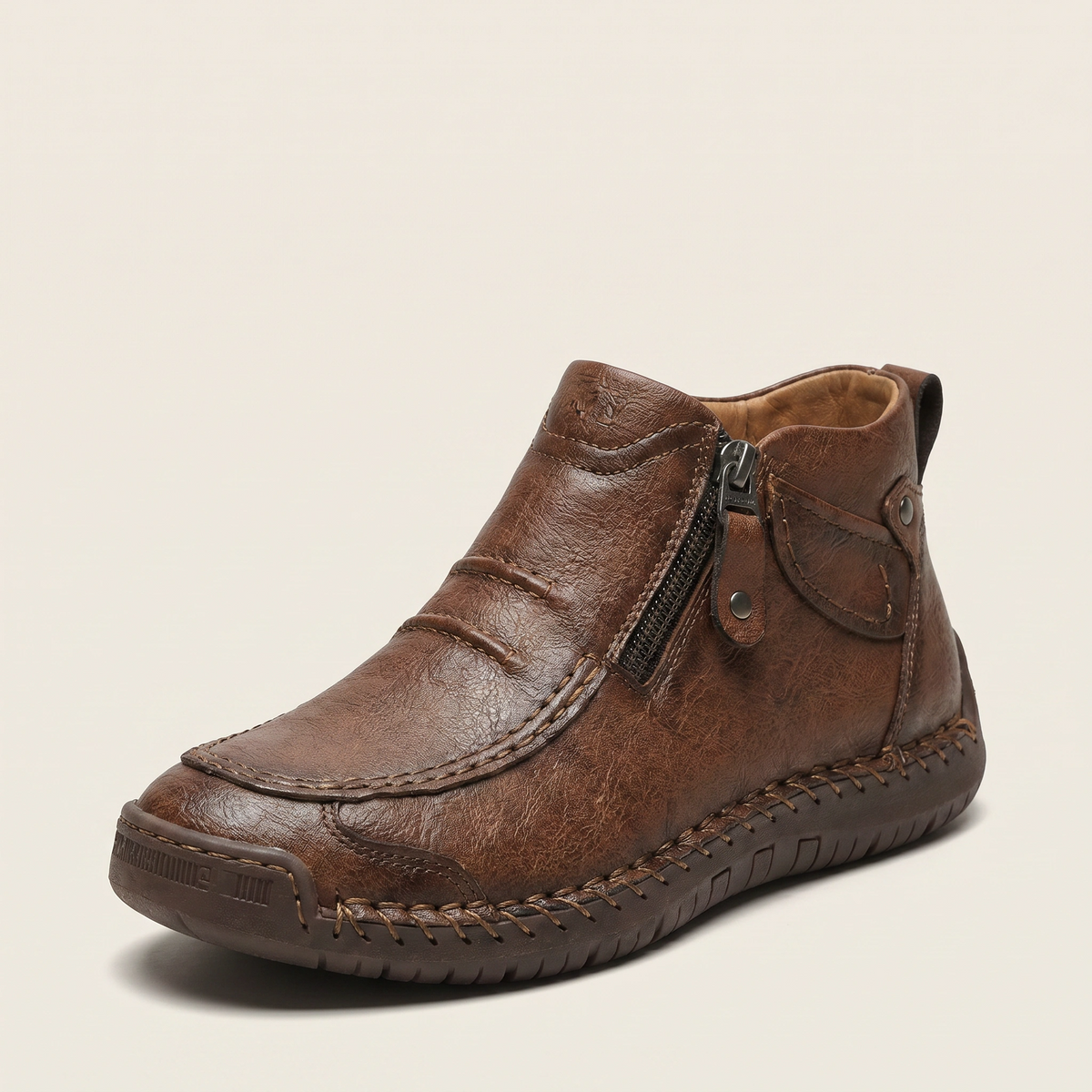 Bottines pour homme avec zip latéral et détail couture main