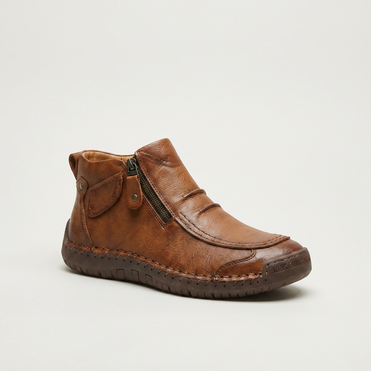 Bottines pour homme avec zip latéral et détail couture main
