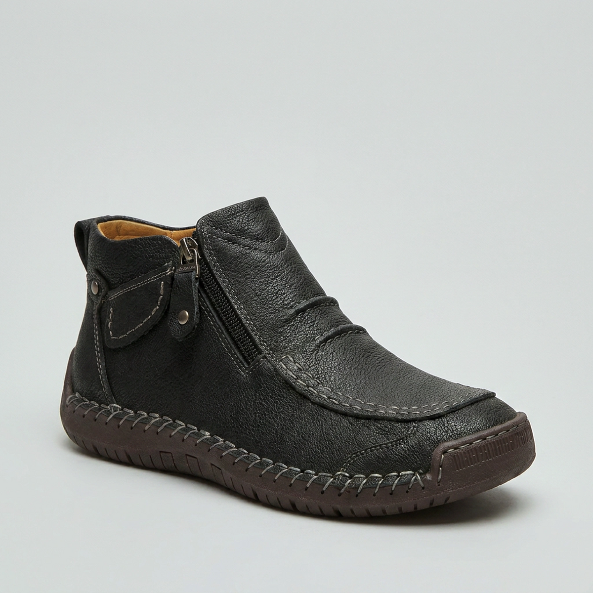 Bottines pour homme avec zip latéral et détail couture main