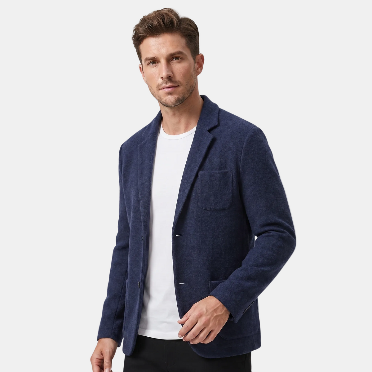 Blazer pour homme avec col à revers cranté et poches plaquées