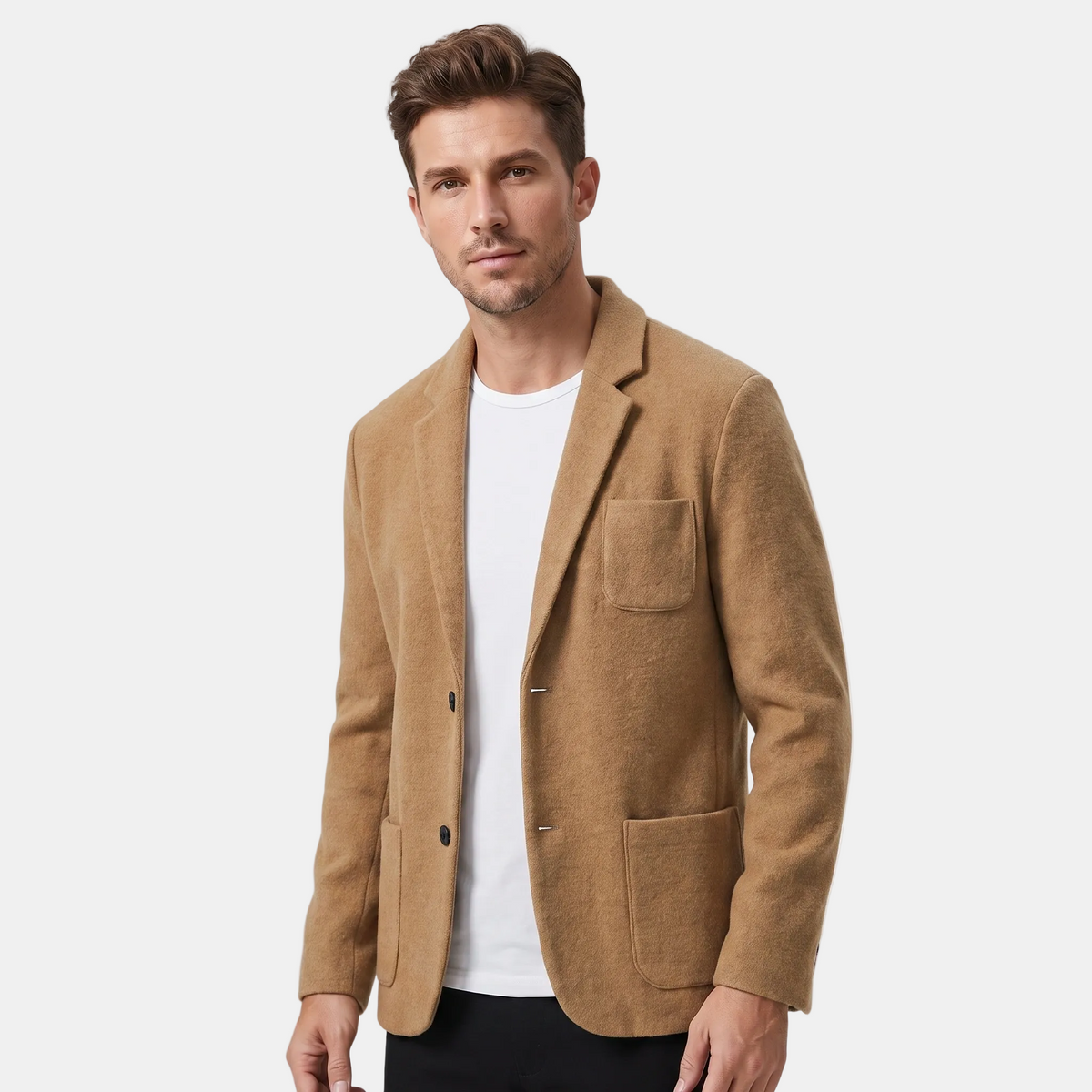 Blazer pour homme avec col à revers cranté et poches plaquées