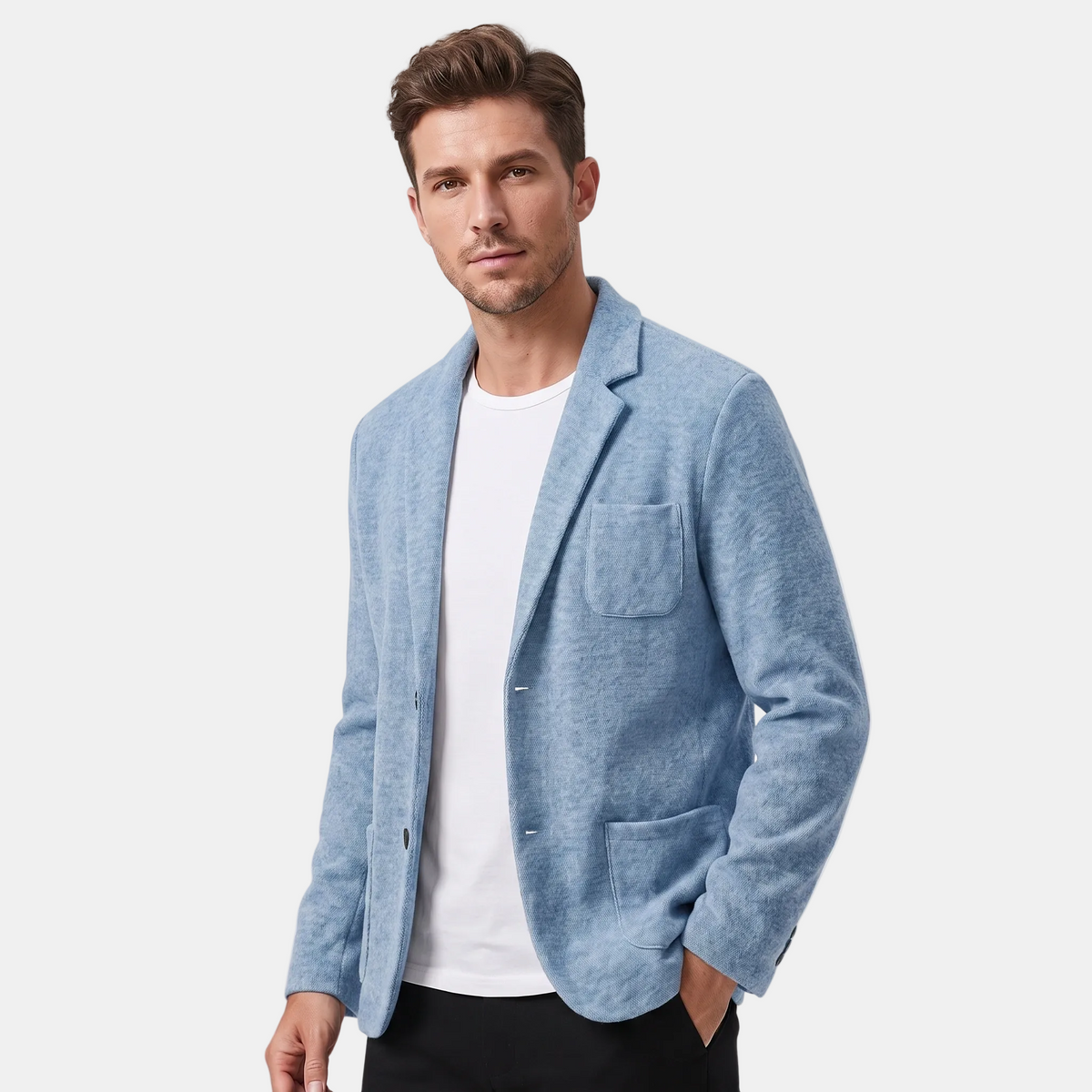 Blazer pour homme avec col à revers cranté et poches plaquées