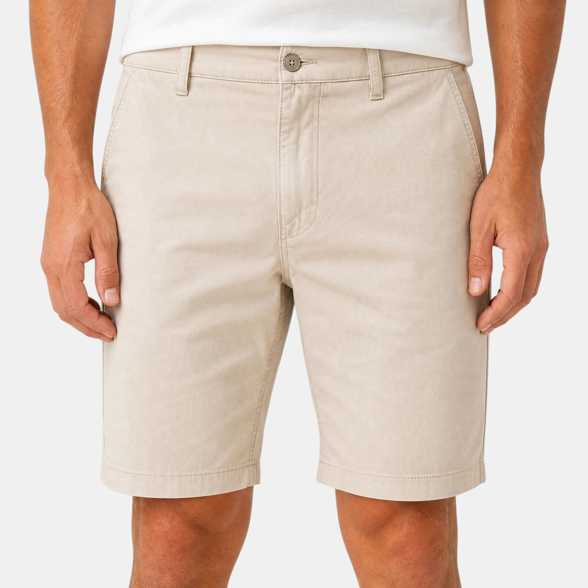 Men's Chino Shorts with Button Fastening and Belt Loops