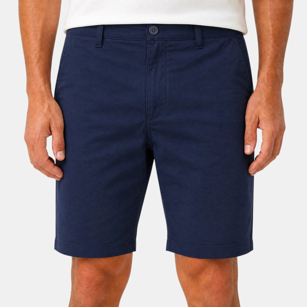 Men's Chino Shorts with Button Fastening and Belt Loops