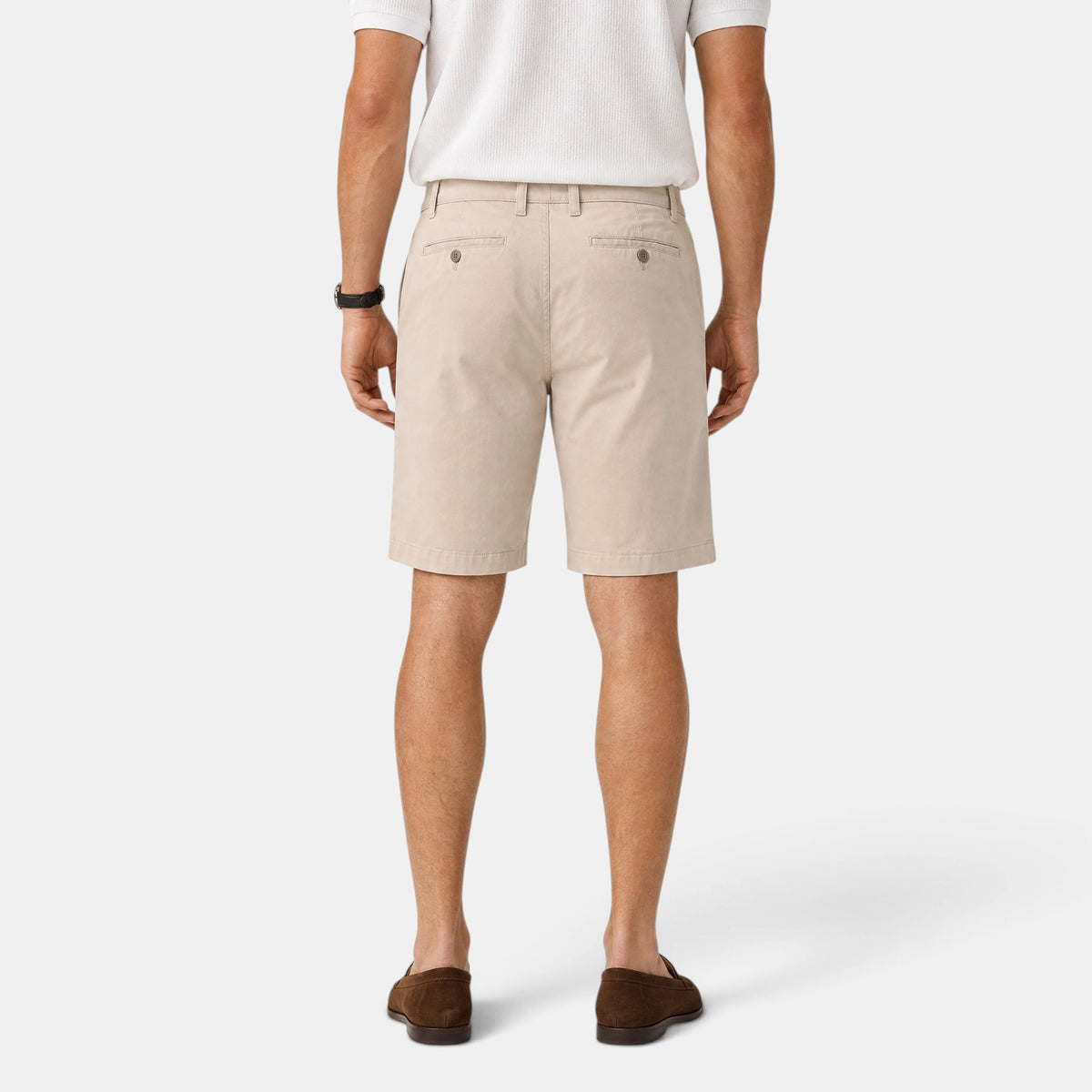 Men's Chino Shorts with Button Fastening and Belt Loops