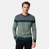 Men's Colour Block Jumper with Round Neck and Ribbed Cuffs
