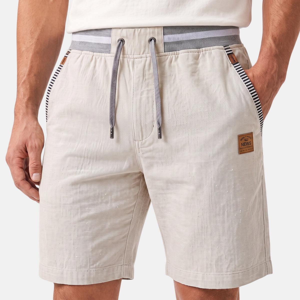 Men's Drawstring Shorts with Elastic Waist and Side Pockets