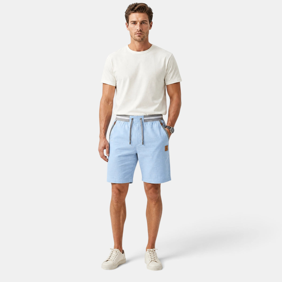 Men's Drawstring Shorts with Elastic Waist and Side Pockets