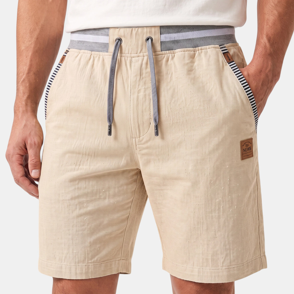 Men's Drawstring Shorts with Elastic Waist and Side Pockets