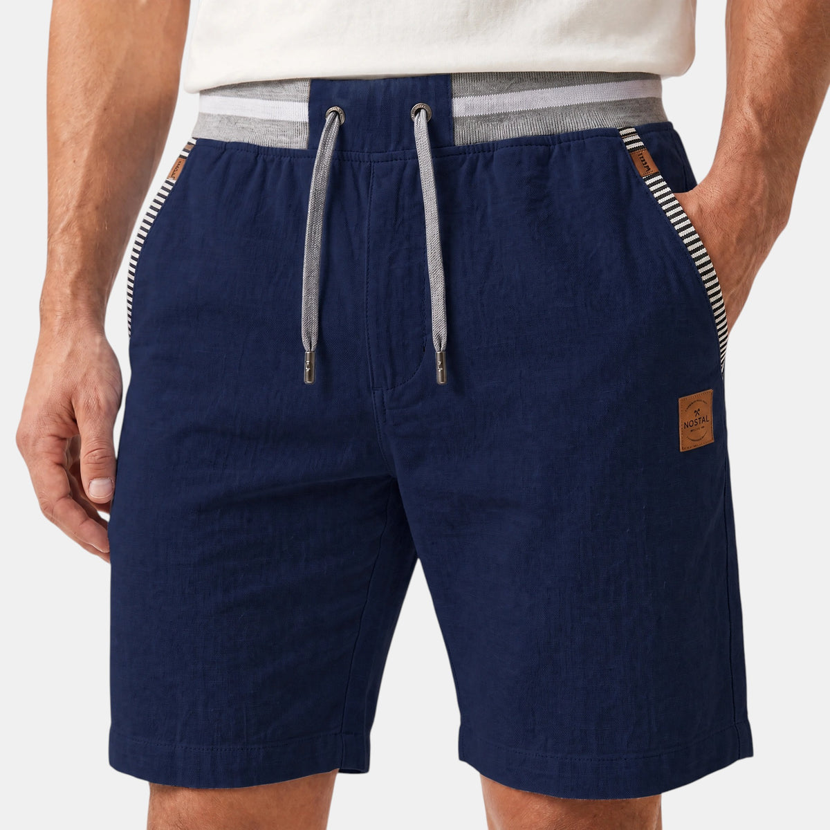 Men's Drawstring Shorts with Elastic Waist and Side Pockets