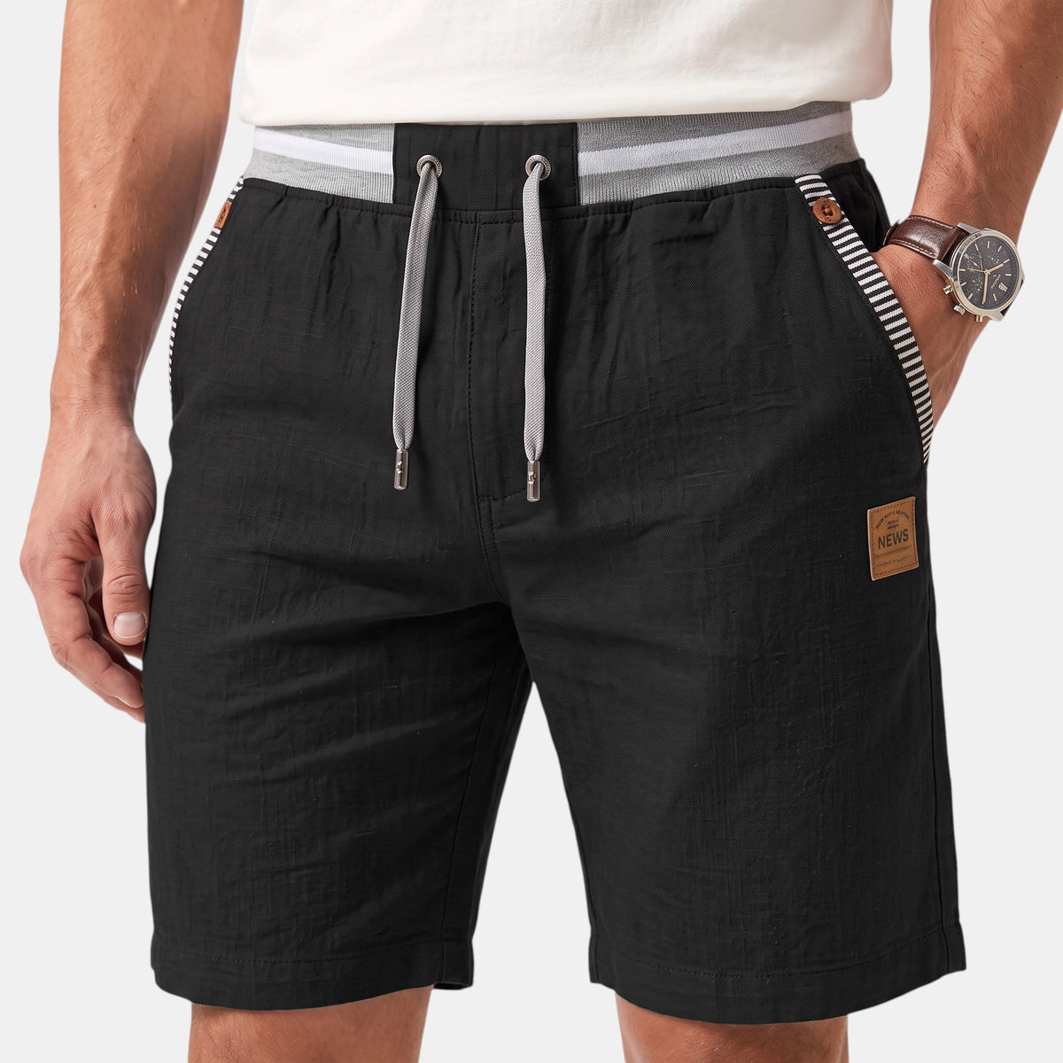 Men's Drawstring Shorts with Elastic Waist and Side Pockets