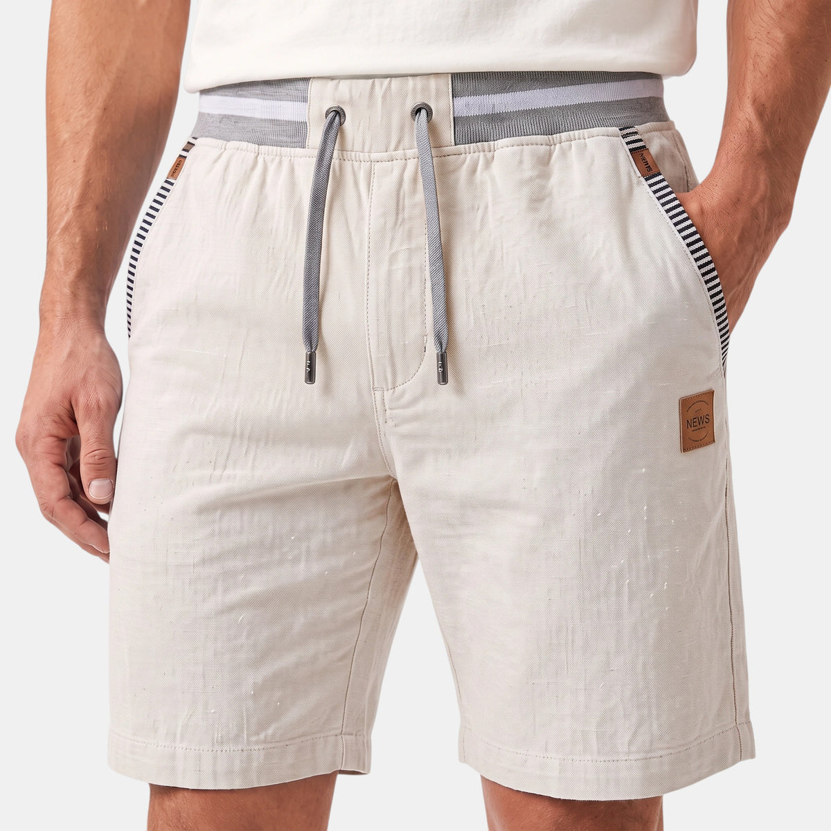 Men's Drawstring Shorts with Elastic Waist and Side Pockets