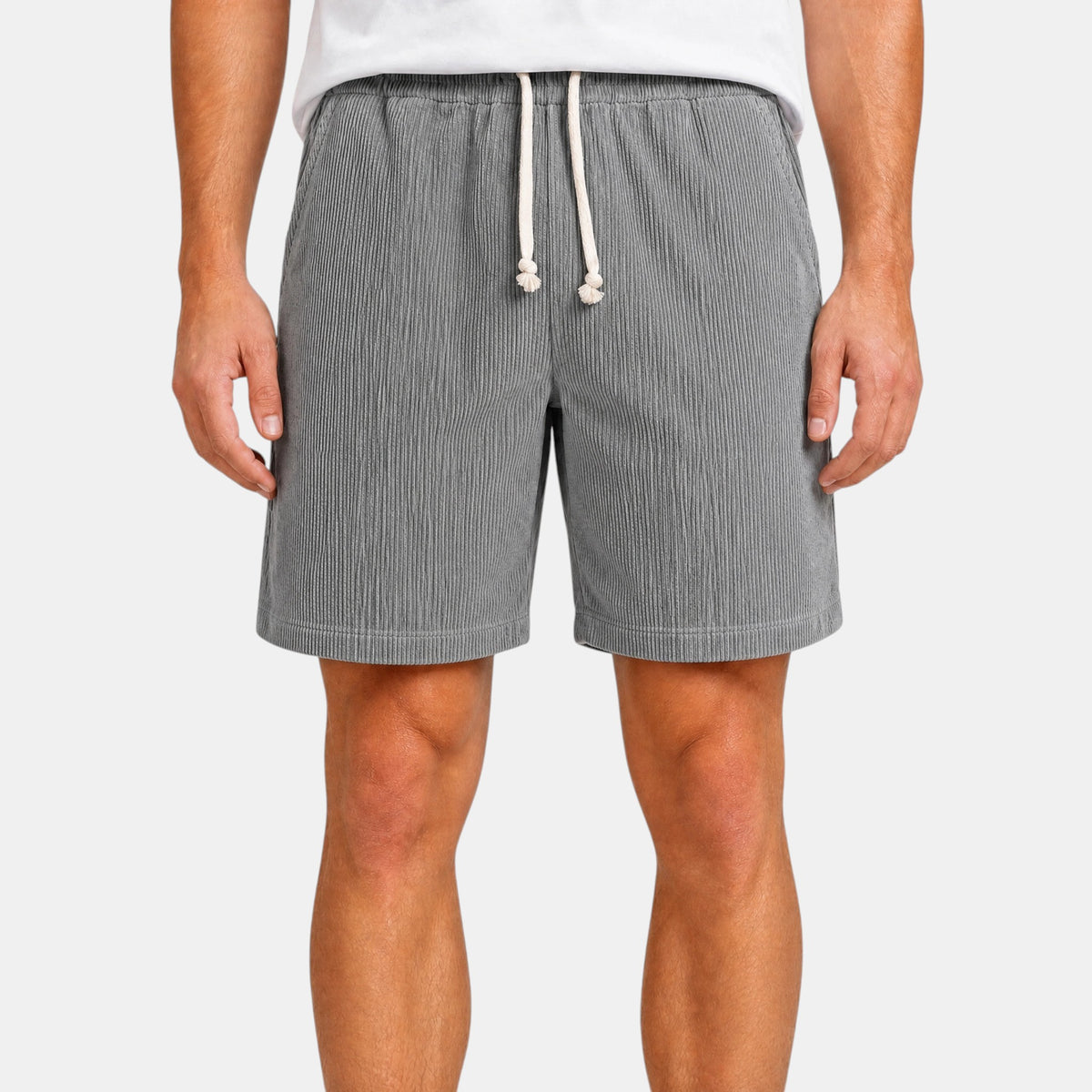 Men's Drawstring Shorts with Elastic Waist and Side Pockets