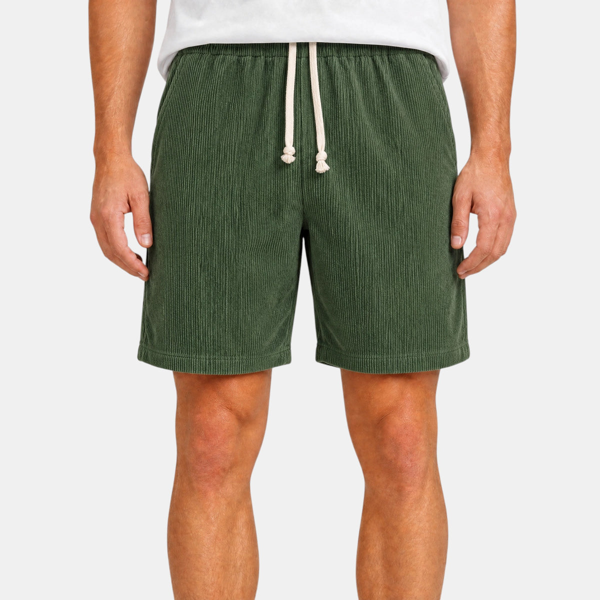 Men's Drawstring Shorts with Elastic Waist and Side Pockets