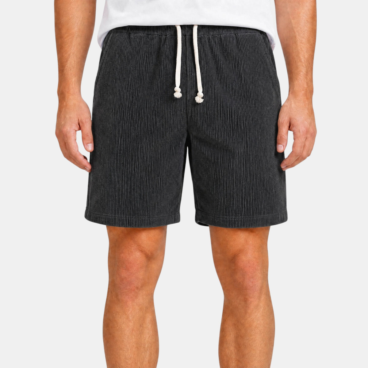 Men's Drawstring Shorts with Elastic Waist and Side Pockets