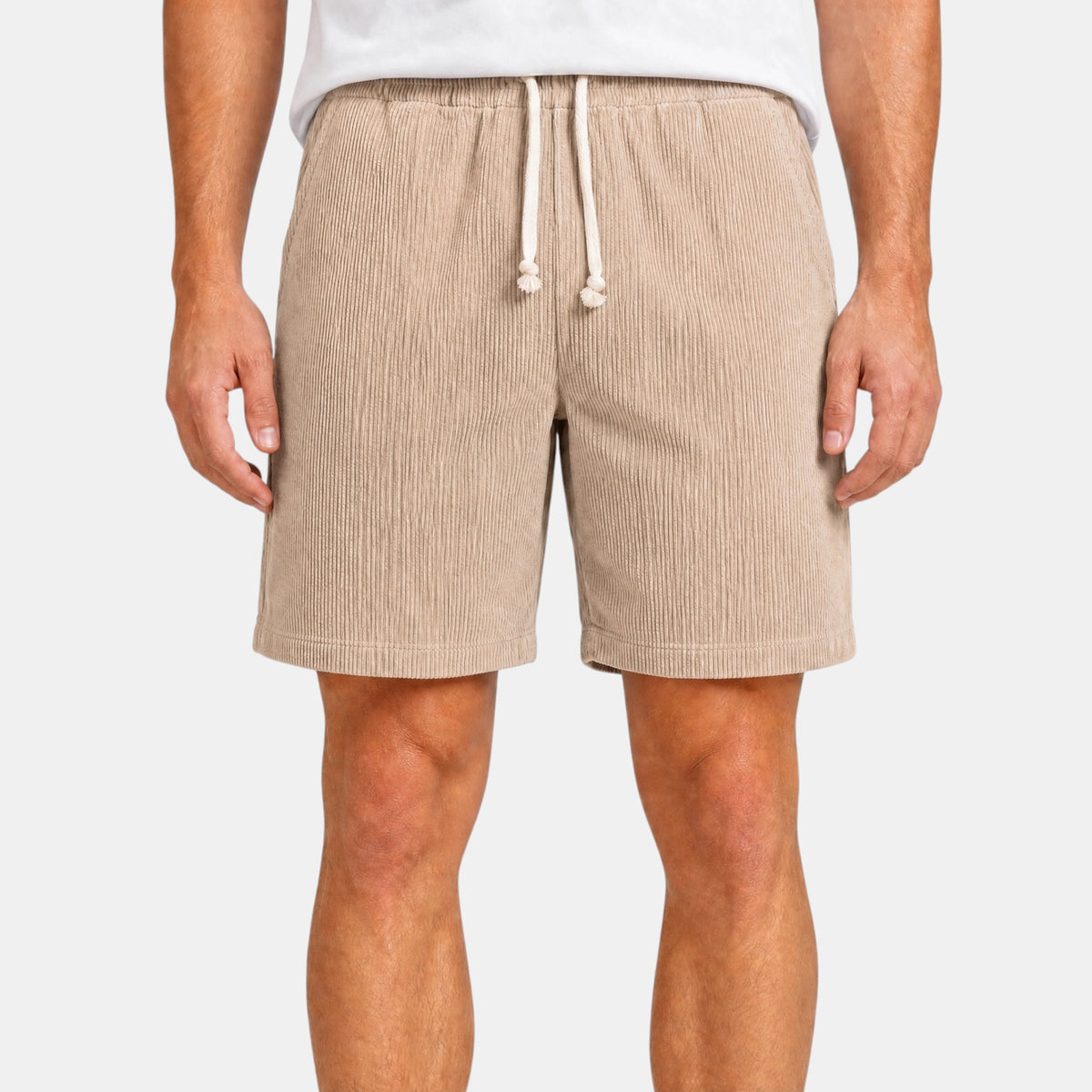 Men's Drawstring Shorts with Elastic Waist and Side Pockets