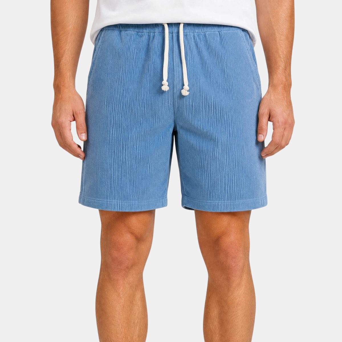 Men's Drawstring Shorts with Elastic Waist and Side Pockets