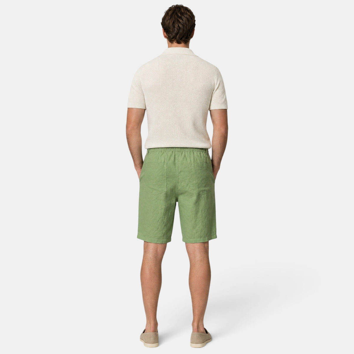 Men's Drawstring Shorts with Elastic Waist and Straight Leg Design