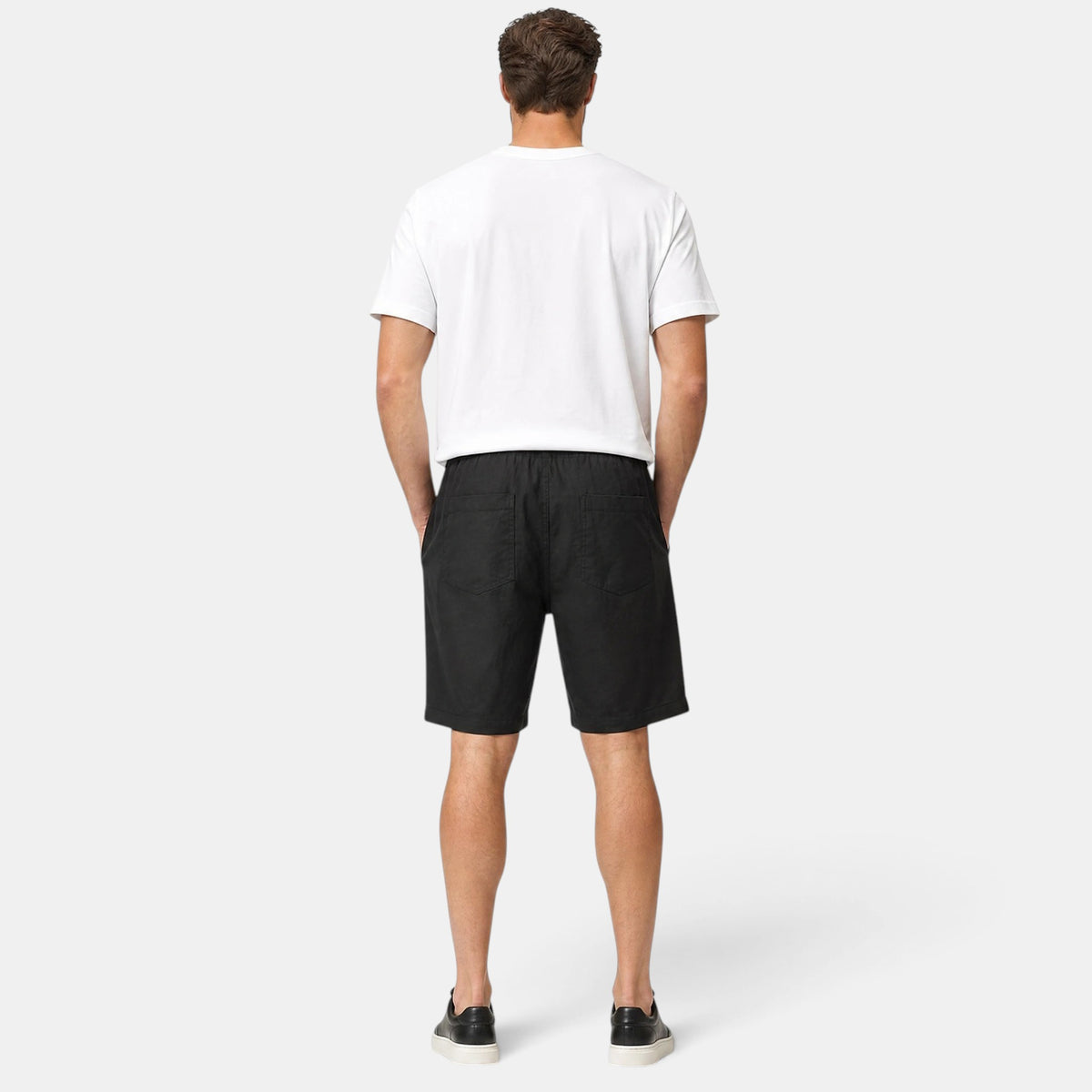 Men's Drawstring Shorts with Elastic Waist and Straight Leg Design
