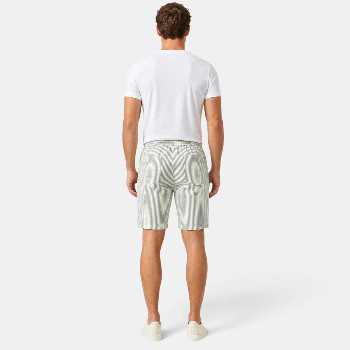Men's Drawstring Shorts with Striped Design and Elastic Waist