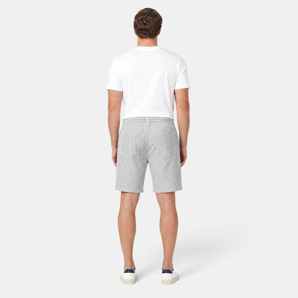 Men's Drawstring Shorts with Striped Design and Elastic Waist