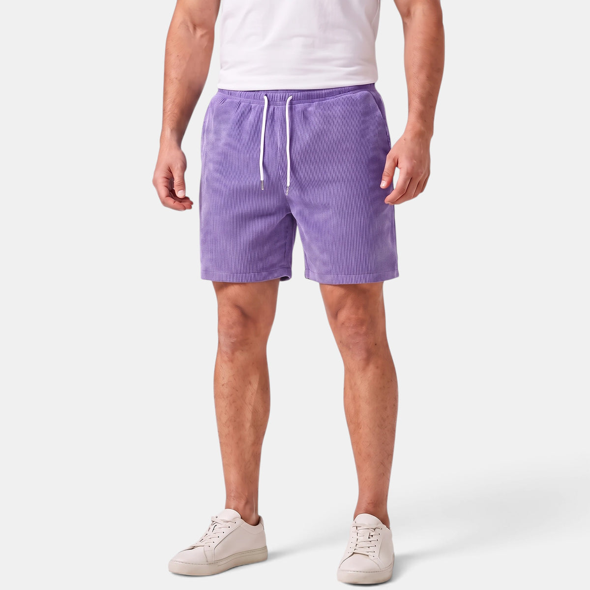 Men's Drawstring Summer Shorts with Elastic Waist and Side Pockets