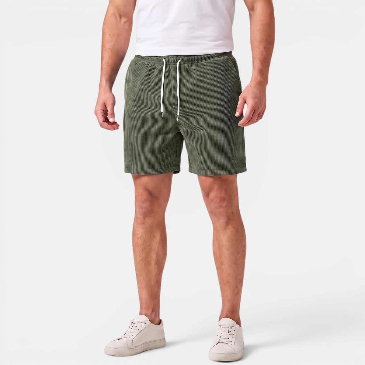 Men's Drawstring Summer Shorts with Elastic Waist and Side Pockets