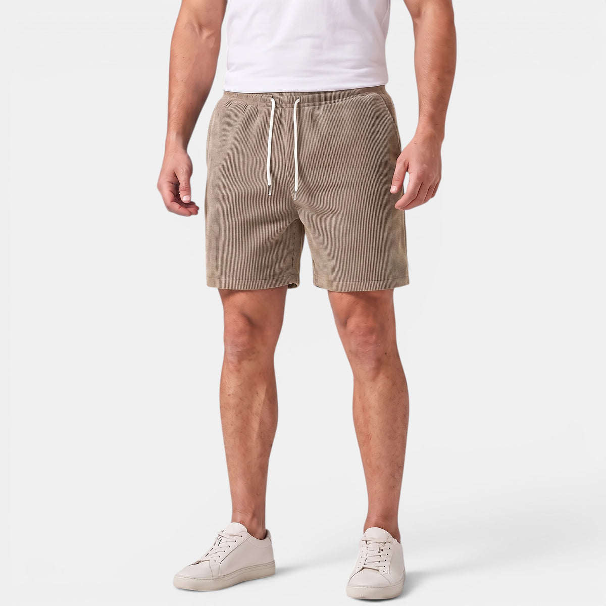 Men's Drawstring Summer Shorts with Elastic Waist and Side Pockets