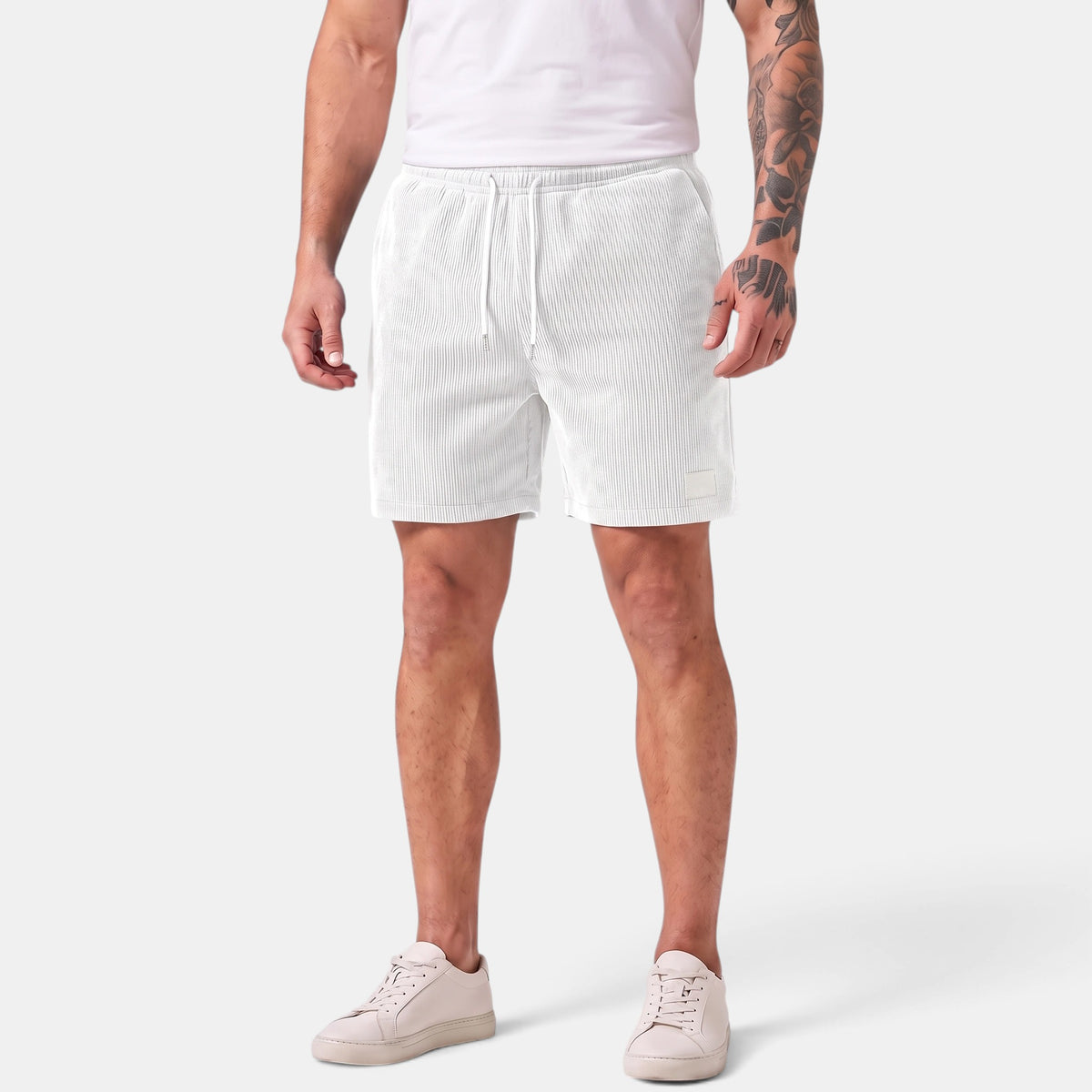 Men's Drawstring Summer Shorts with Elastic Waist and Side Pockets