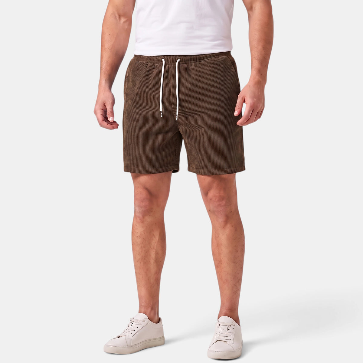Men's Drawstring Summer Shorts with Elastic Waist and Side Pockets