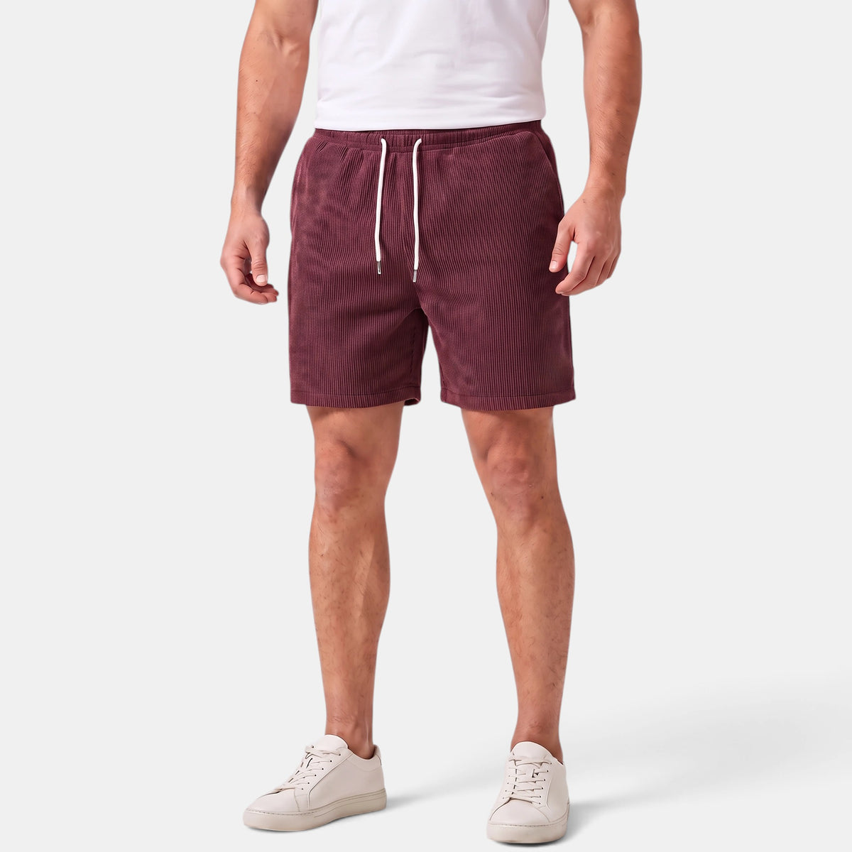 Men's Drawstring Summer Shorts with Elastic Waist and Side Pockets