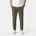 Pantalon à cordon pour homme avec taille élastique et jambe fuselée