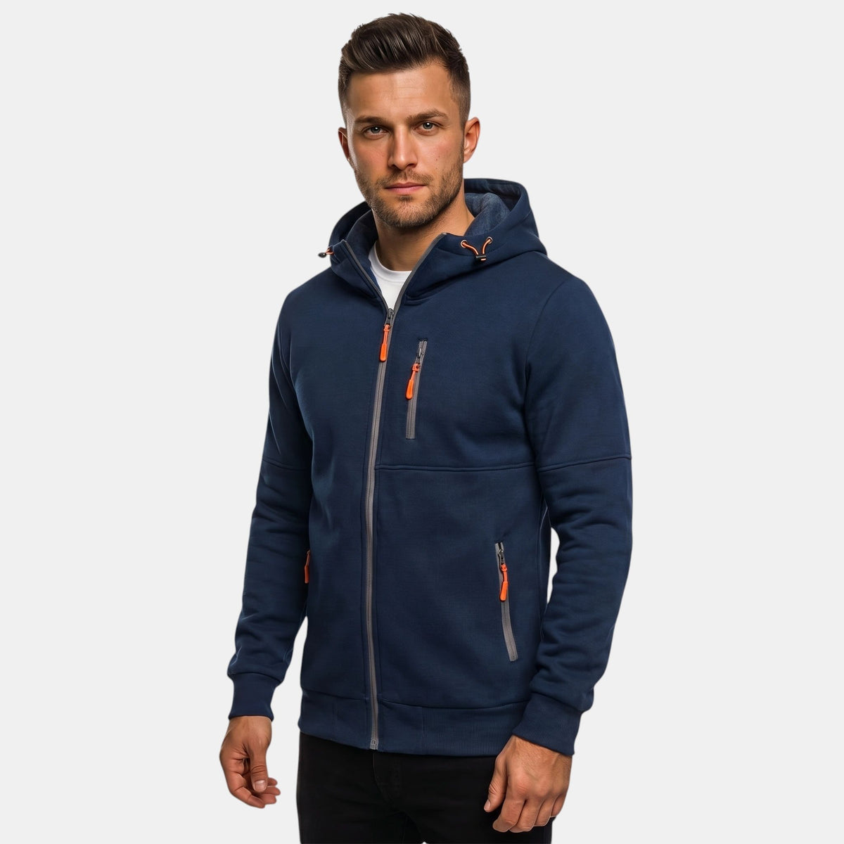 Sweat à capuche zippé pour homme avec poches zippées et capuche ajustable