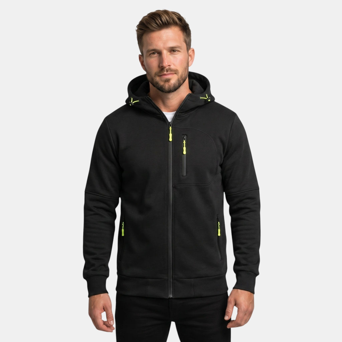 Sweat à capuche zippé pour homme avec poches zippées et capuche ajustable