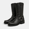 Bottes de motard pour femmes avec bride à boucle et bout rond