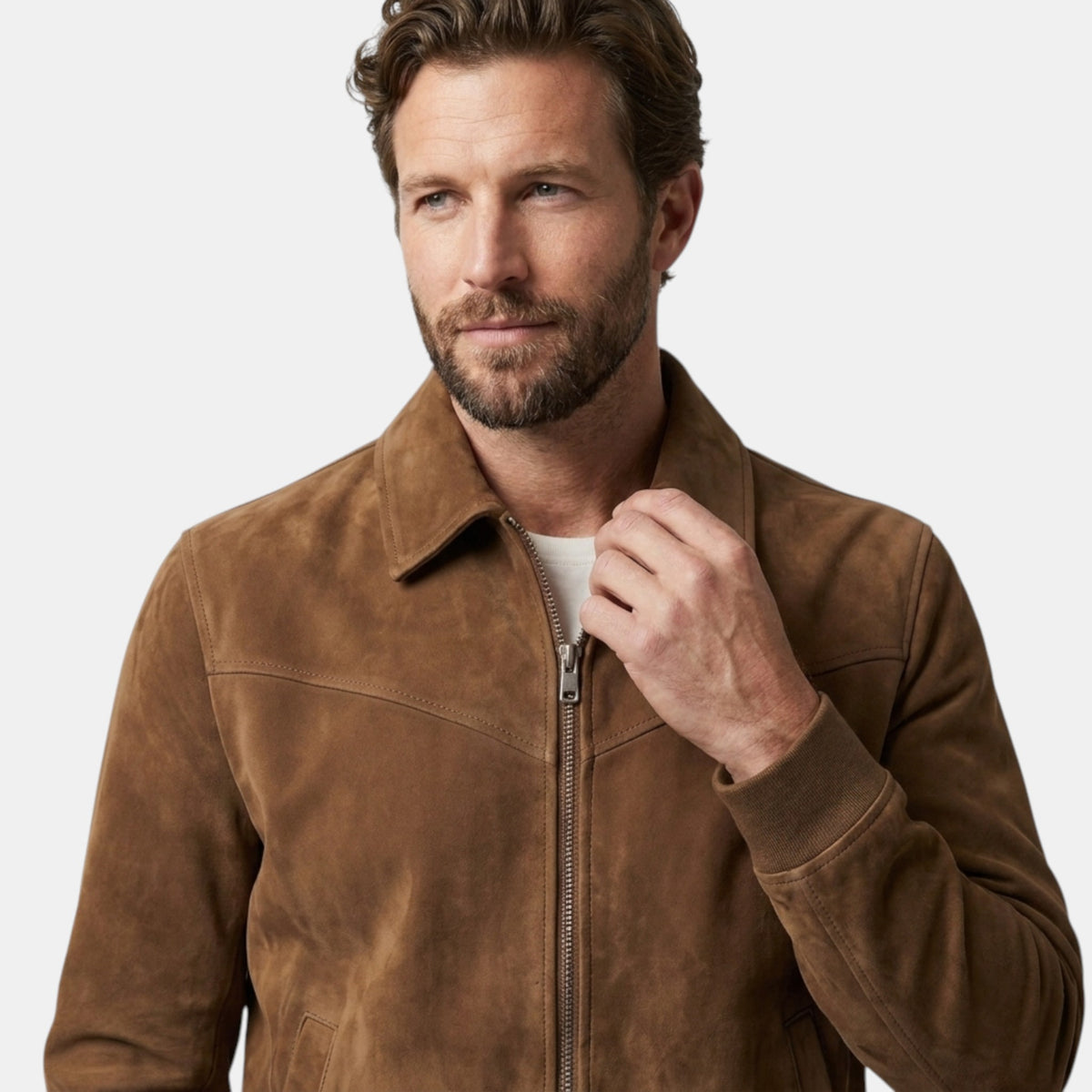 Veste Harrington pour homme avec fermeture zippée sur le devant et ourlet côtelé