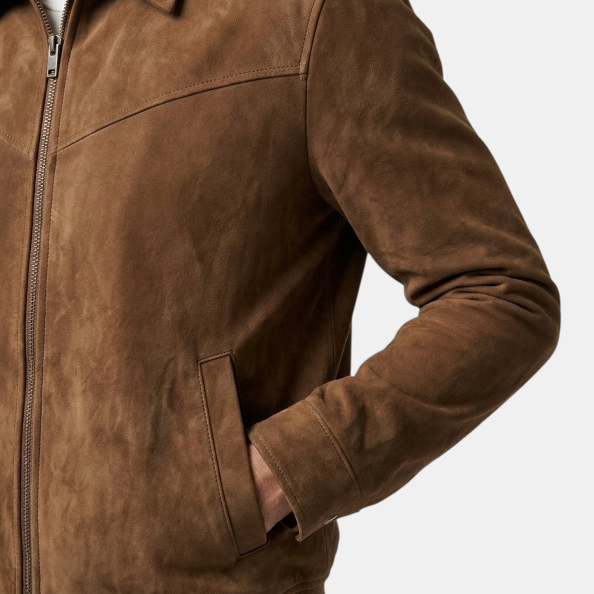 Veste Harrington pour homme avec fermeture zippée sur le devant et ourlet côtelé