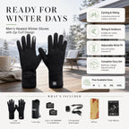 Men's Heated Winter Gloves with Zip Cuff Design