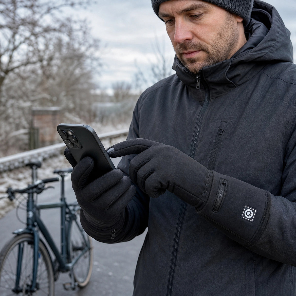Men's Heated Winter Gloves with Zip Cuff Design