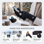 Men's Heated Winter Gloves with Zip Cuff Design