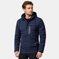 Men's Hooded Jacket with Front Zip and Multiple Pockets