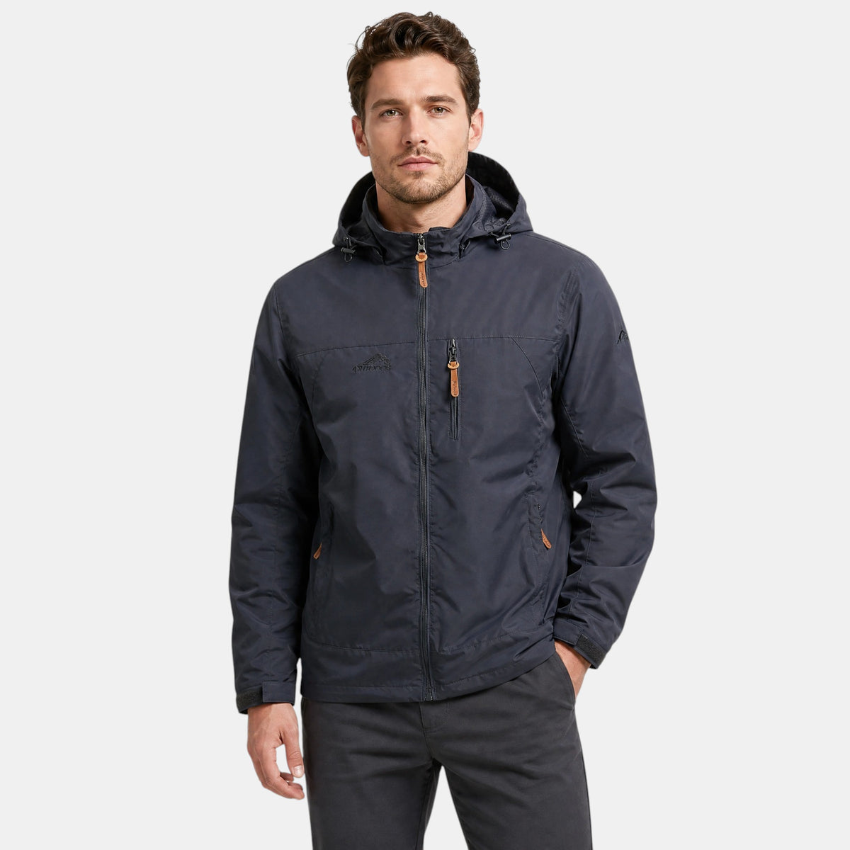 Veste à capuche pour homme avec fermeture éclair intégrale et poches poitrine