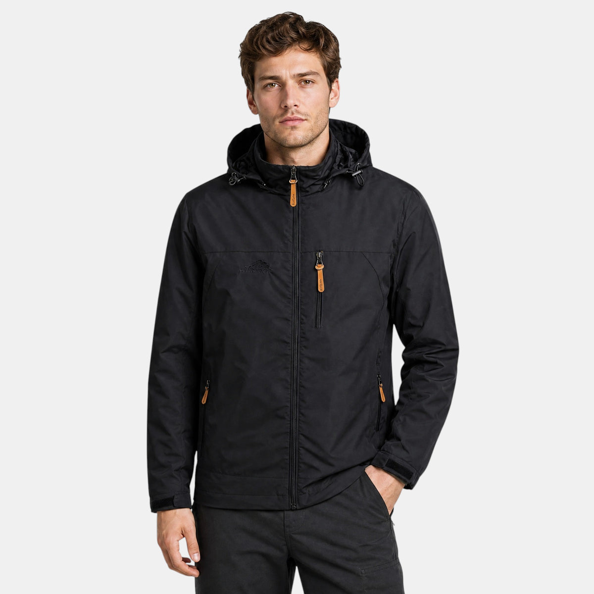 Veste à capuche pour homme avec fermeture éclair intégrale et poches poitrine